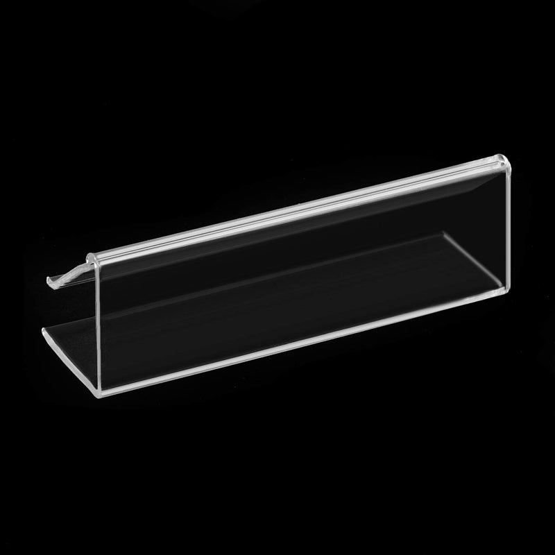 GlossyEnd Pack of 25 Clear Plastic Shelf Label Holder, Wood Shelf Sign and Ticket Holder, Clips On to Shelves 1/2" to 5/8" Thick - 3" x 7/8" Natural Minimalist Style - Image 2